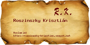 Roszinszky Krisztián névjegykártya